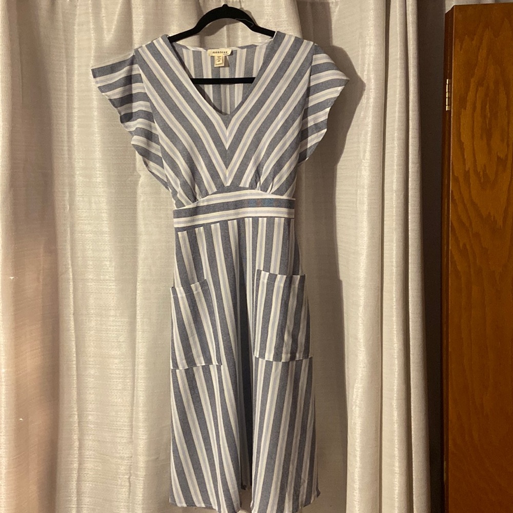Striped blue and white dress